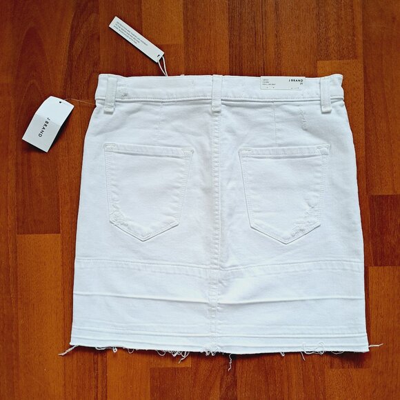 NEW J Brand Destructive White Mid-Rise Pencil Mini Skirt Size 25 - Picture 9 of 16